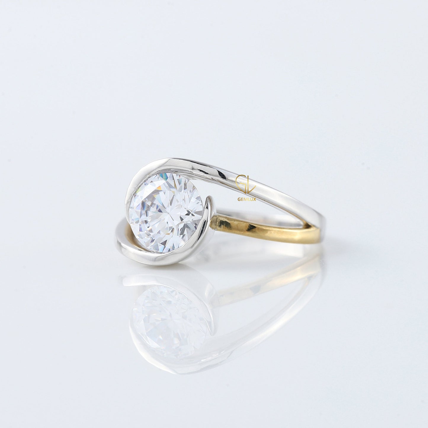 1 ct IGI Certified Round Cut Lab Grown Diamond Two Tone Engagement Ring