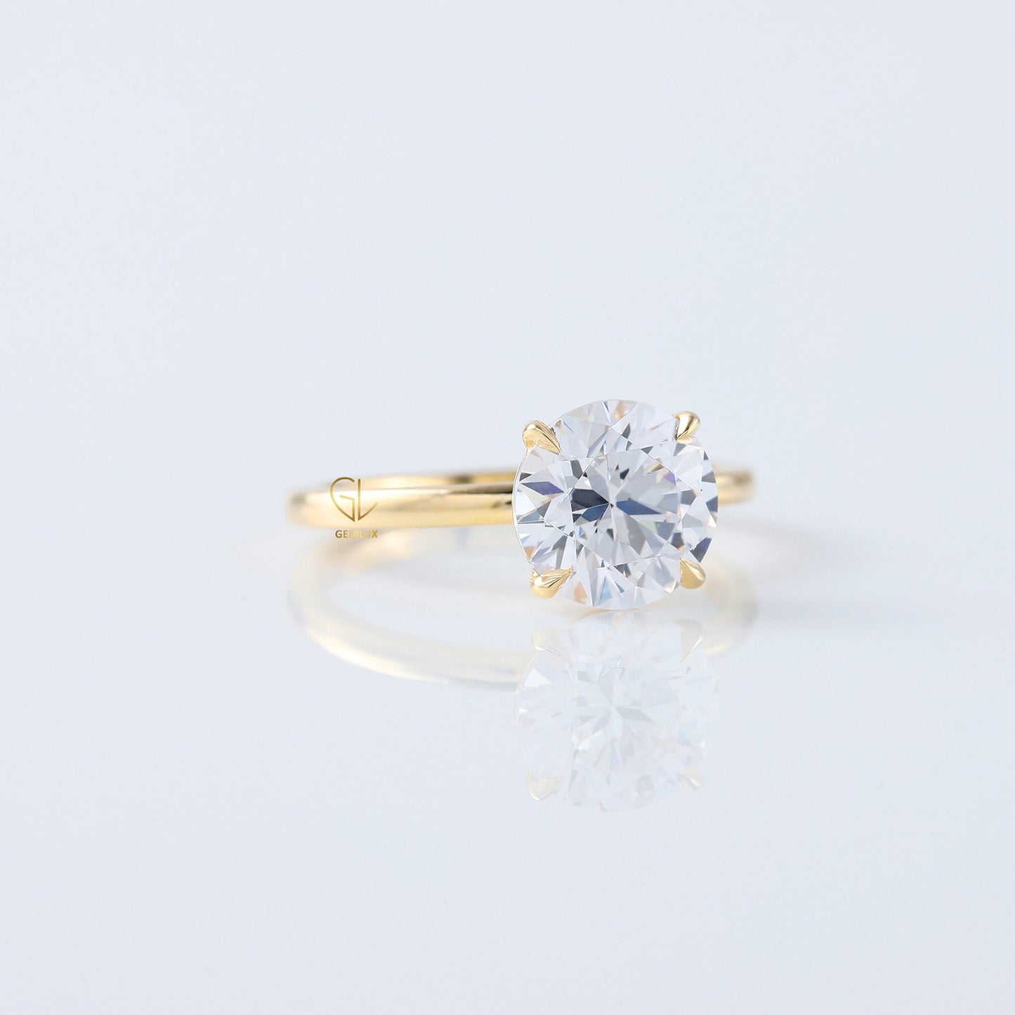 2ct Round Cut Lab Grown Solitaire Ring in Yellow Ring