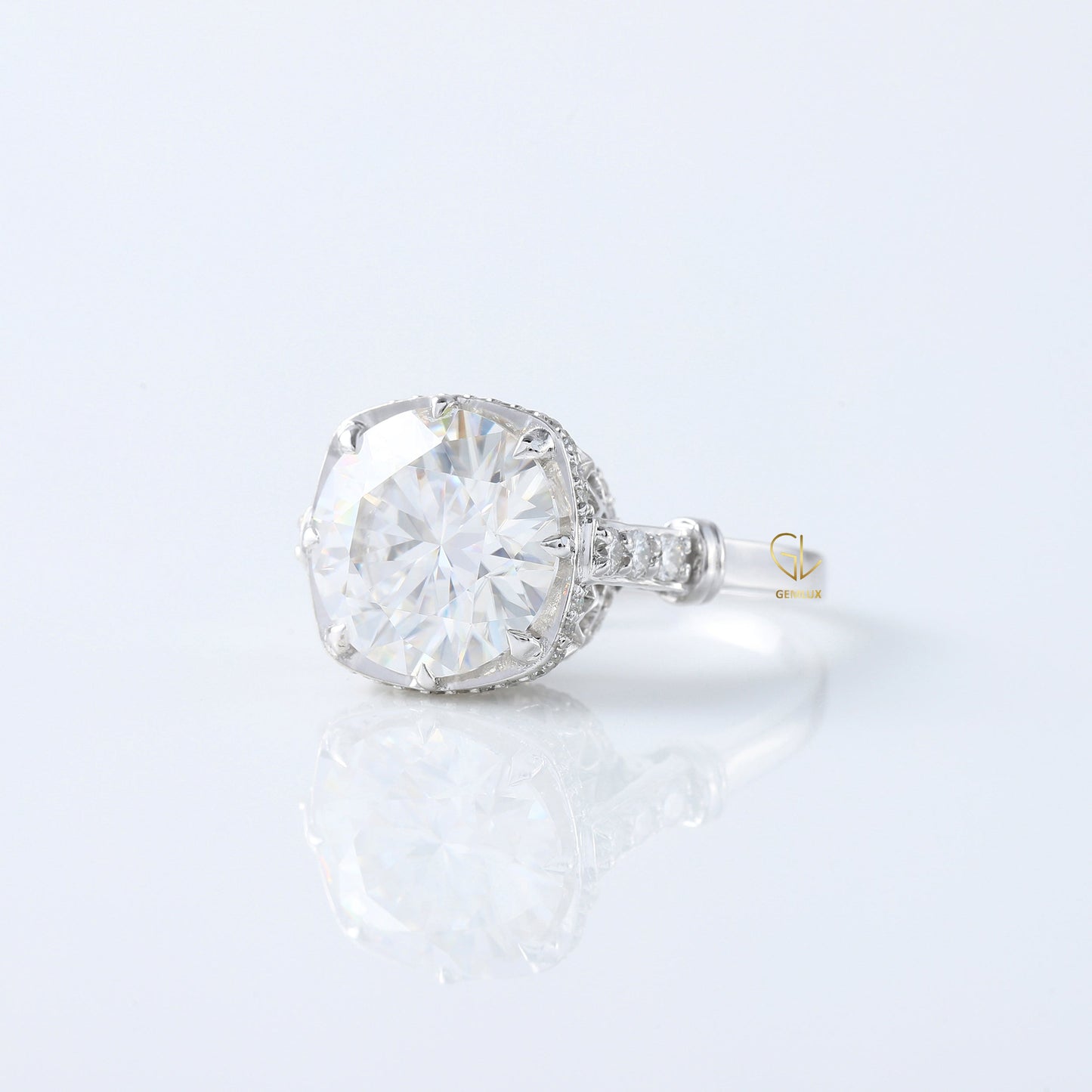 5 Ct Round Cut Lab Grown Diamond Art Deco Ring