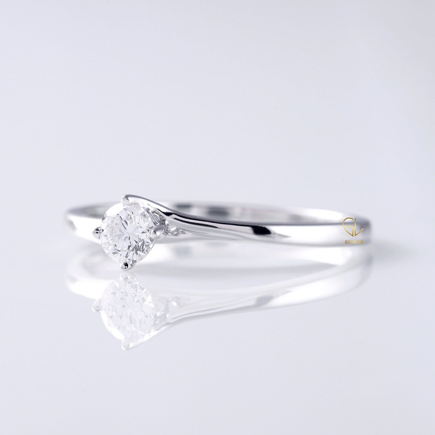Round Diamond Solitaire Bypass Ring