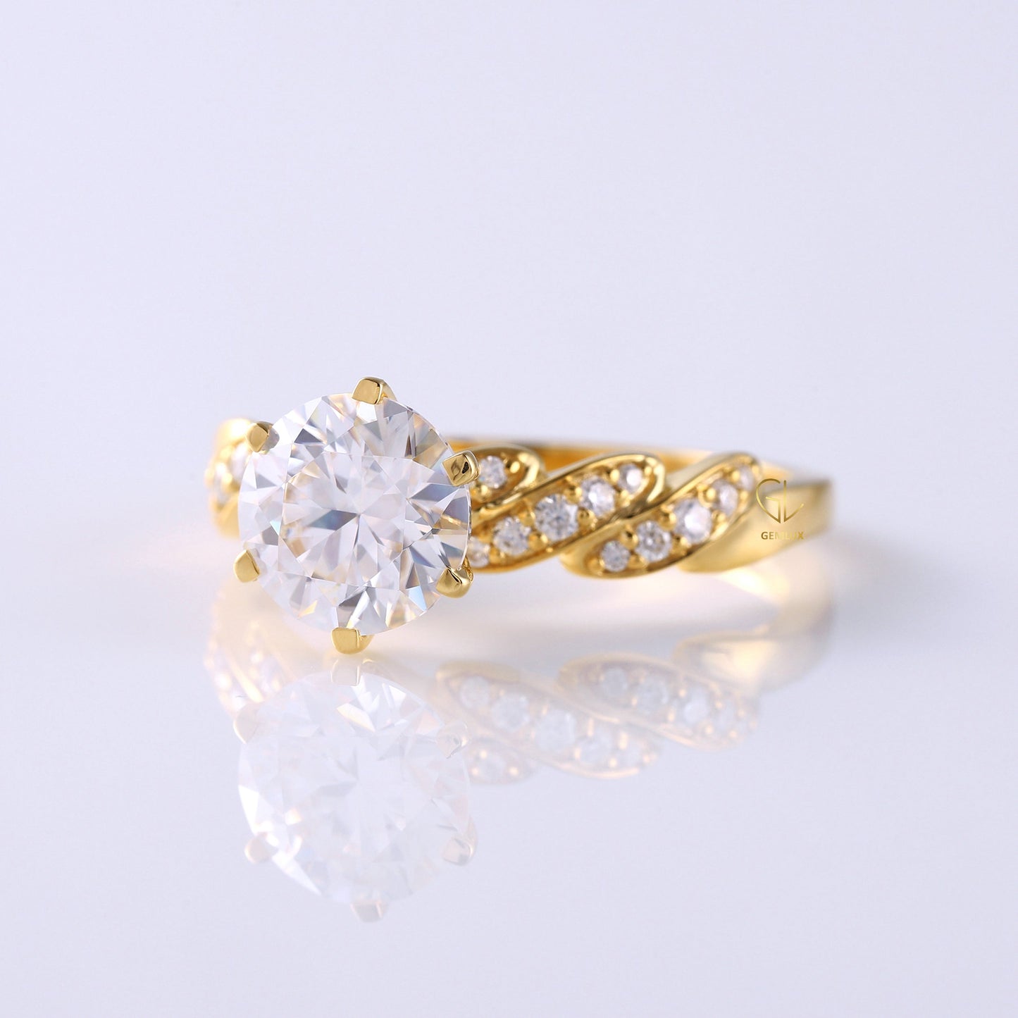 Certified Round Cut Lab Grown Diamond Twisted Engagement Ring