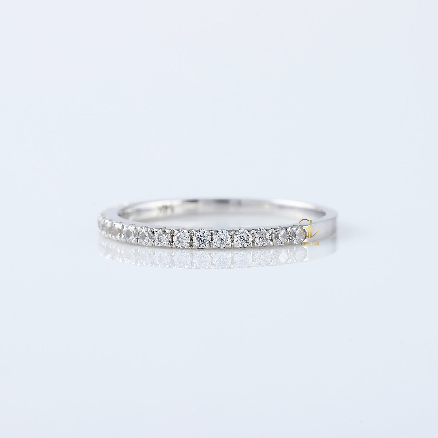 Round Cut Moissanite Delicate Eternity Wedding Band