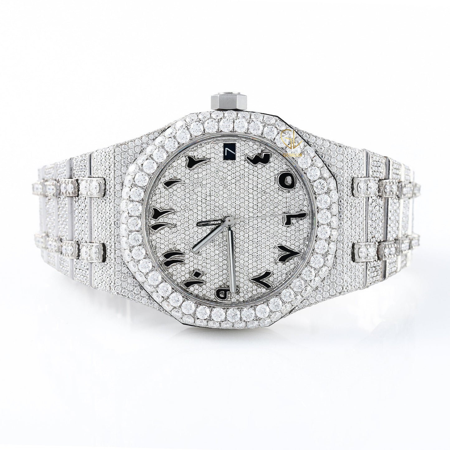 Pass Diamond Tester Arabic Dial Iced Out Moissanite Watch