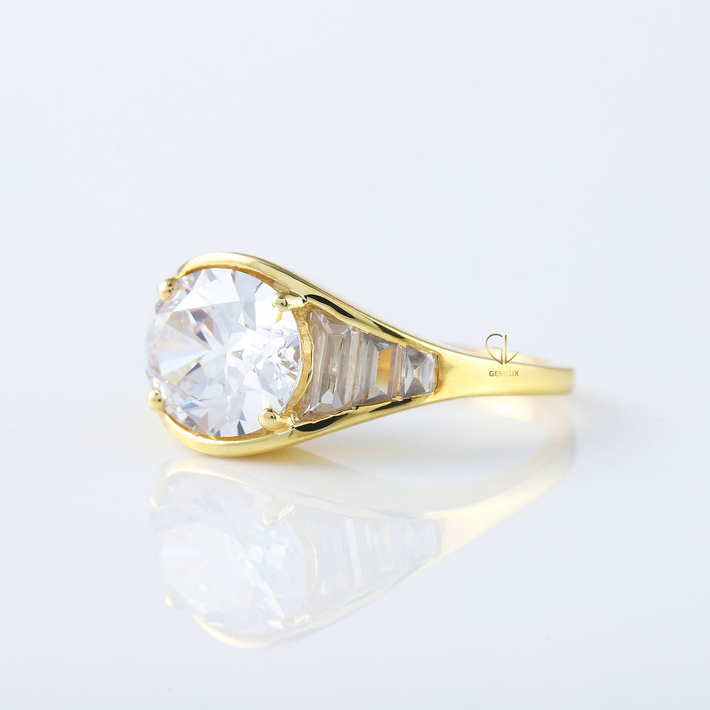 East to West 5 Ct Oval Cut Lab Grown Diamond Engagement Ring