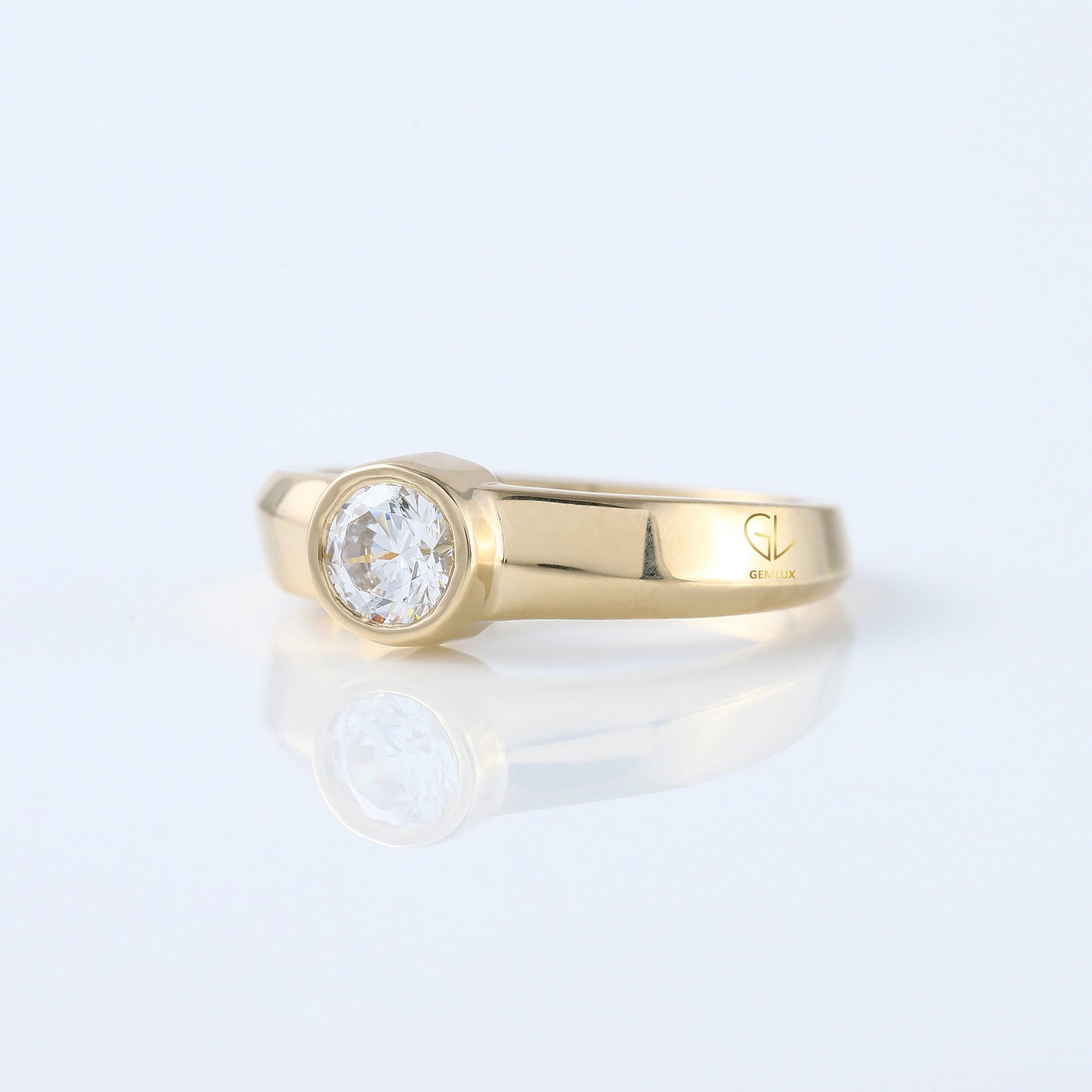 Round Cut Lab Grown Diamond Bezel Set Solitaire Ring