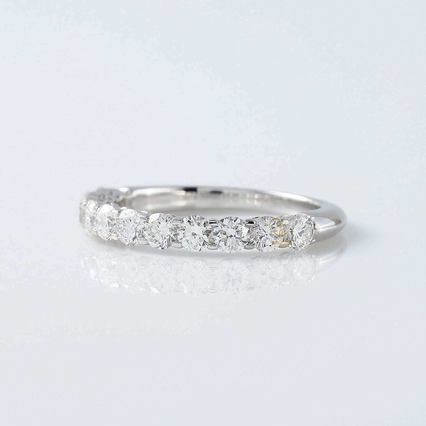 Round Cut Lab Grown Diamond Half Eternity Wedding Band