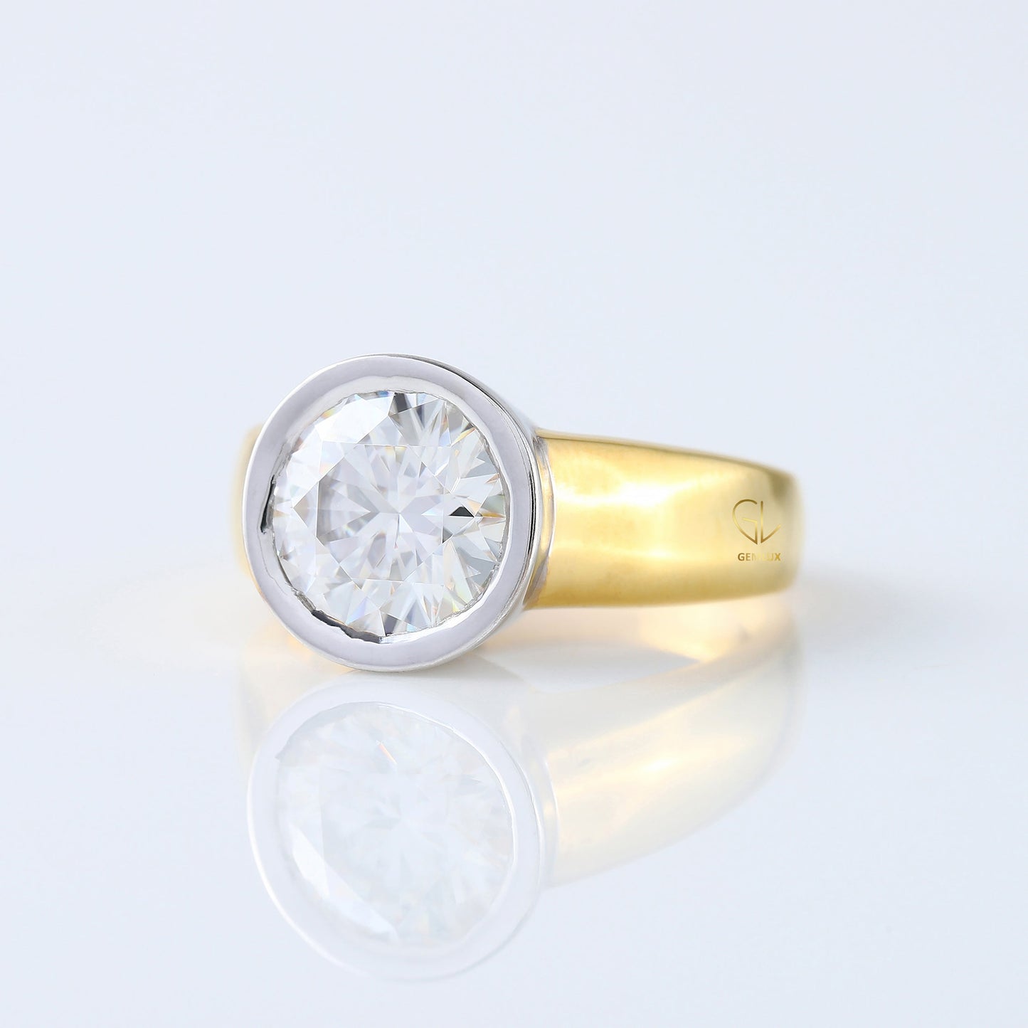 Bezel Set 3.35 Carat Round Cut Lab Grown Solitaire Ring