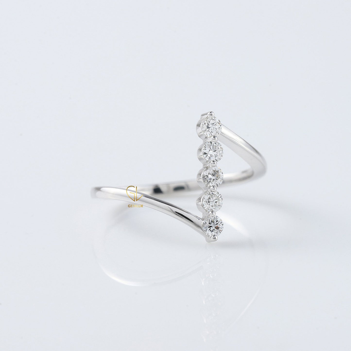 Round Cut Lab Grown Diamond Five Stone Bypass Ring