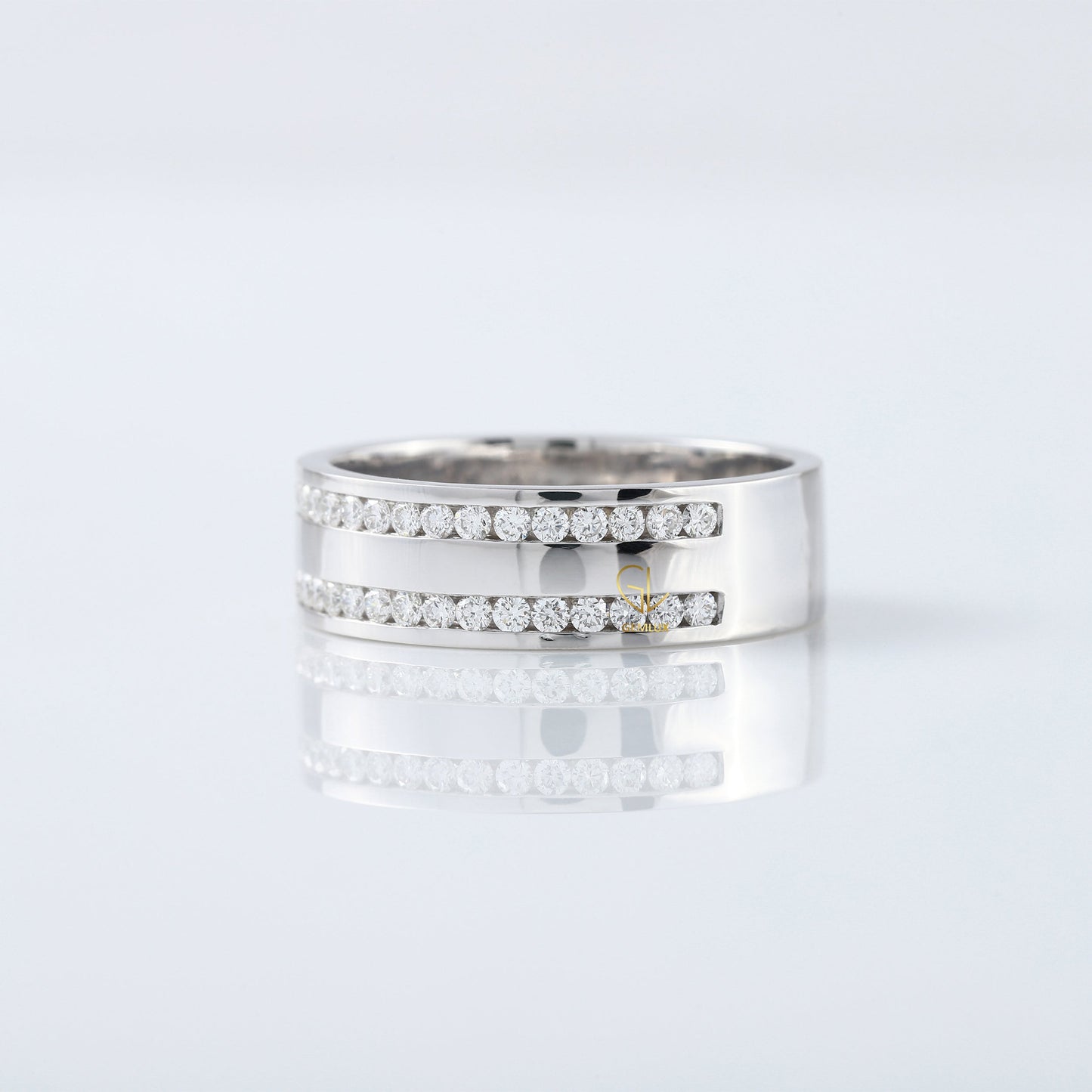 Round Cut Moissanite Diamond Half Eternity Wedding Band