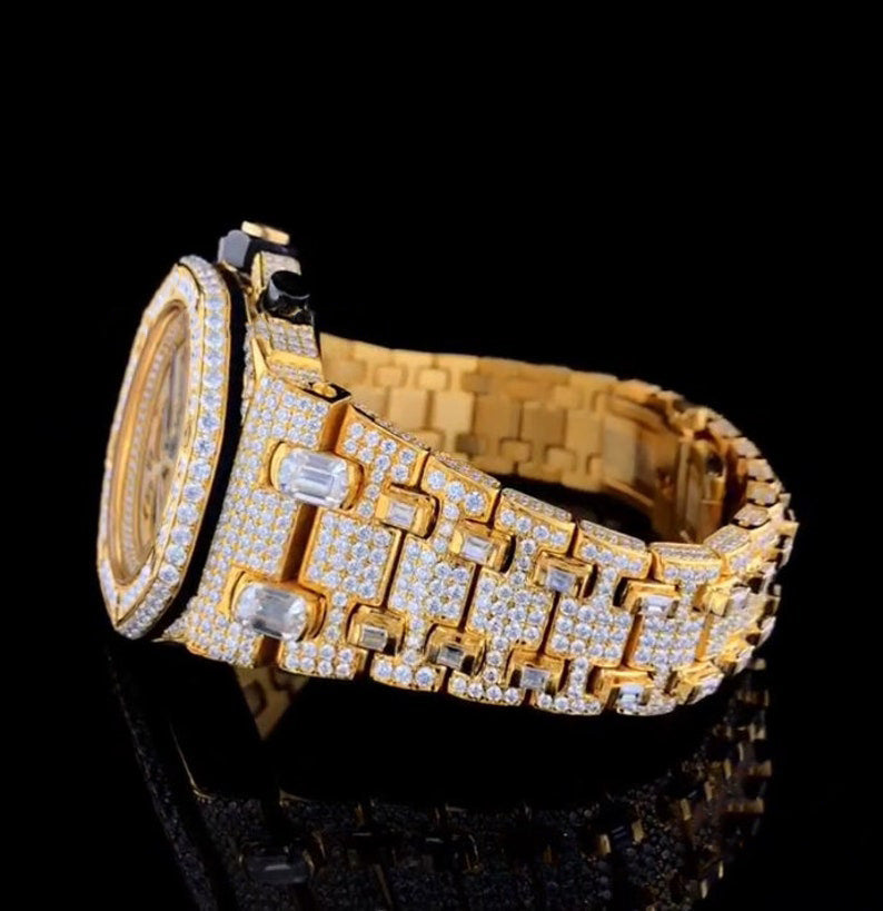 Yellow Gold Chronograph Iced Out VVS Moissanite Hip Hop Watch