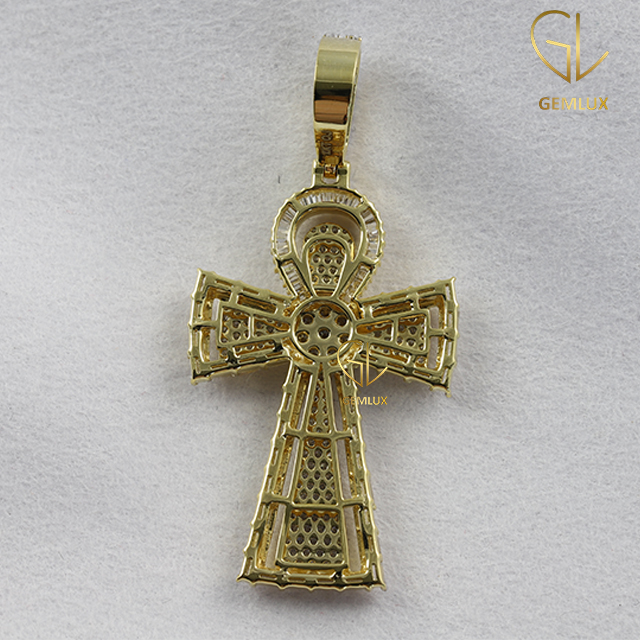 Bust Down Moissanite Diamond Cross Charm Pendant