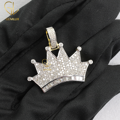 Iced Out Bling Bling Moissanite Diamond Crown Hip Hop Pendant