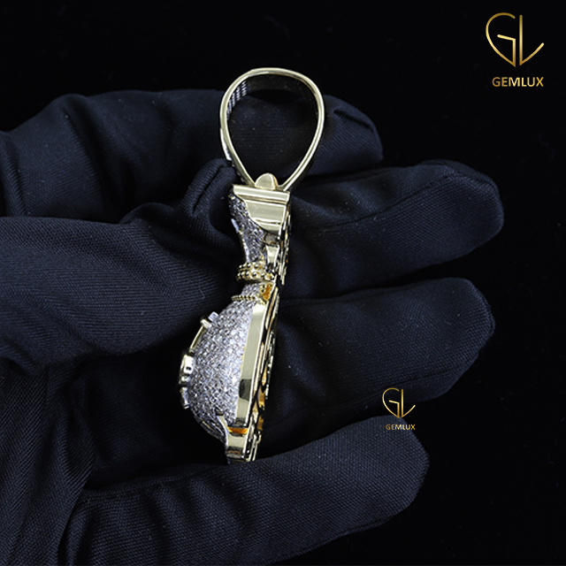 Stylish Fully Iced Out Drip Money Bag Dollar Sign Hiphop Pendant