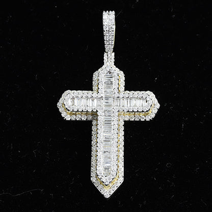 Baguette Diamond Christmas Gift Charm Cross Moissanite Pendant