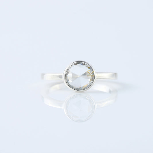 1 Ct Rose Cut Round Diamond Solitaire Ring - Bezel Set