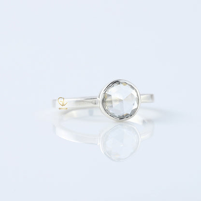 1 Ct Rose Cut Round Diamond Solitaire Ring - Bezel Set