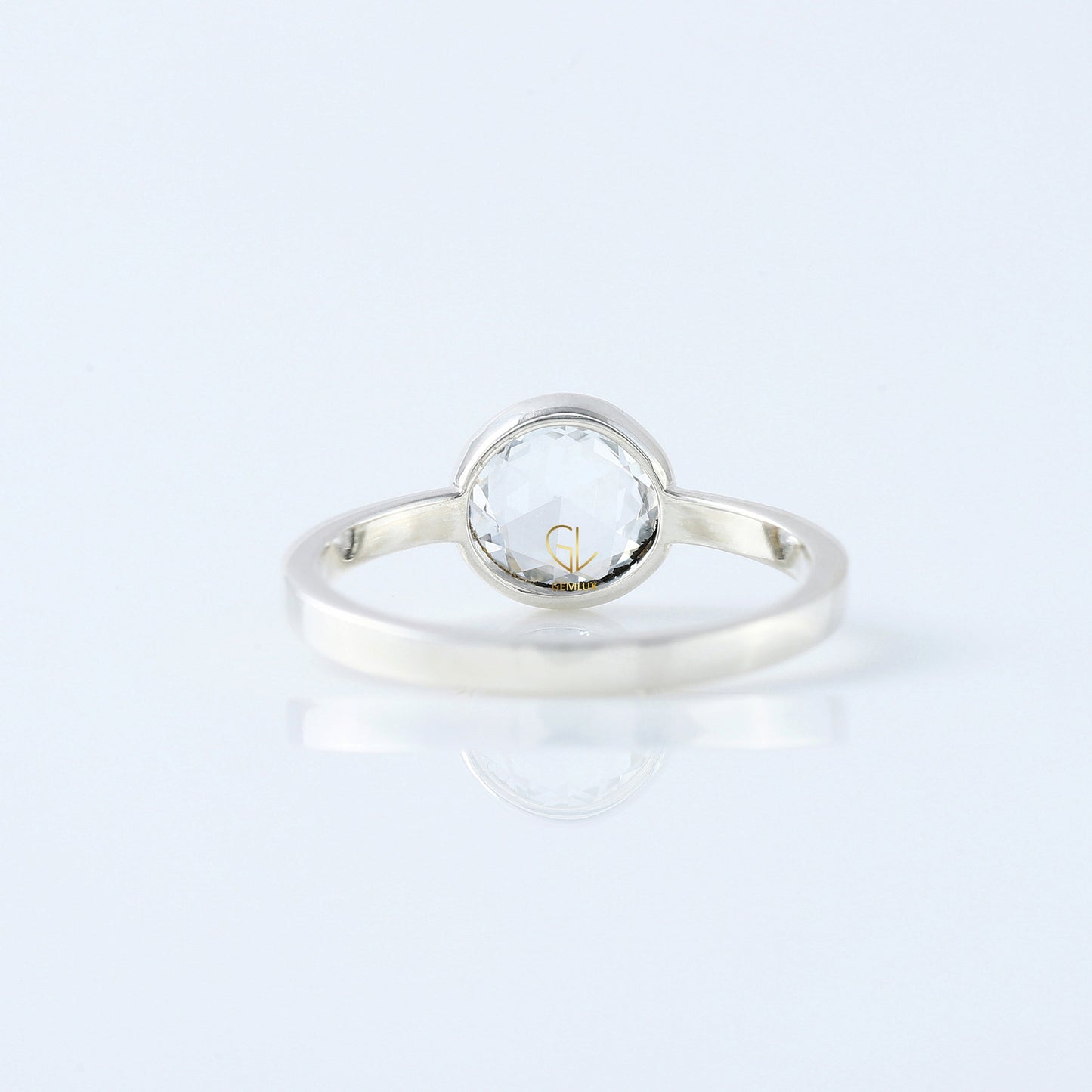 1 Ct Rose Cut Round Diamond Solitaire Ring - Bezel Set