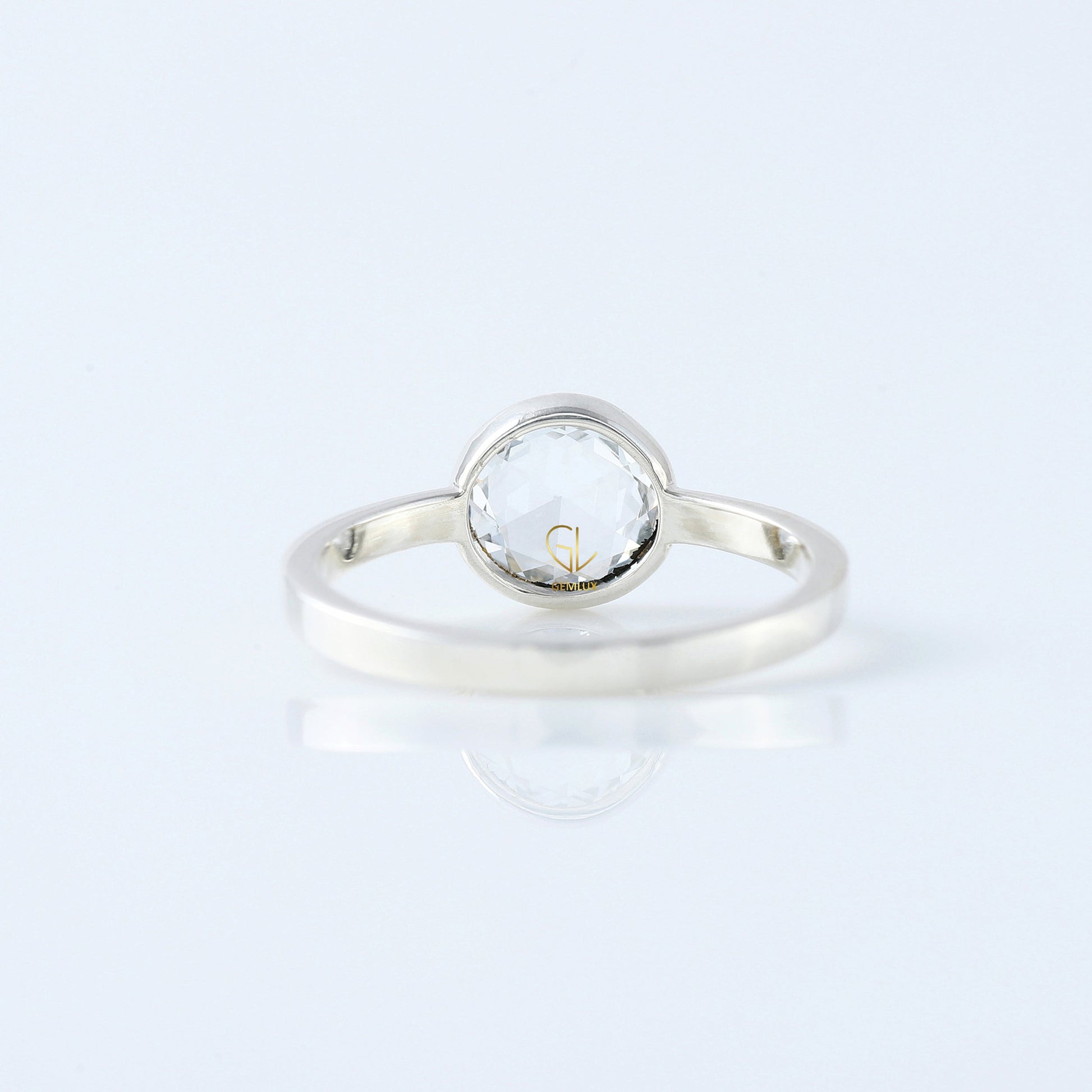 1 Ct Rose Cut Round Diamond Solitaire Ring - Bezel Set