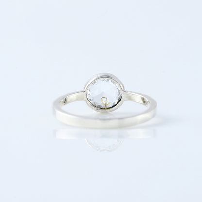 1 Ct Rose Cut Round Diamond Solitaire Ring - Bezel Set