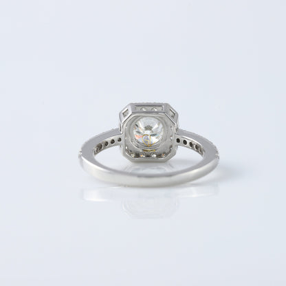 1 Ct Round Cut Lab Grown Diamond Halo Engagement Ring