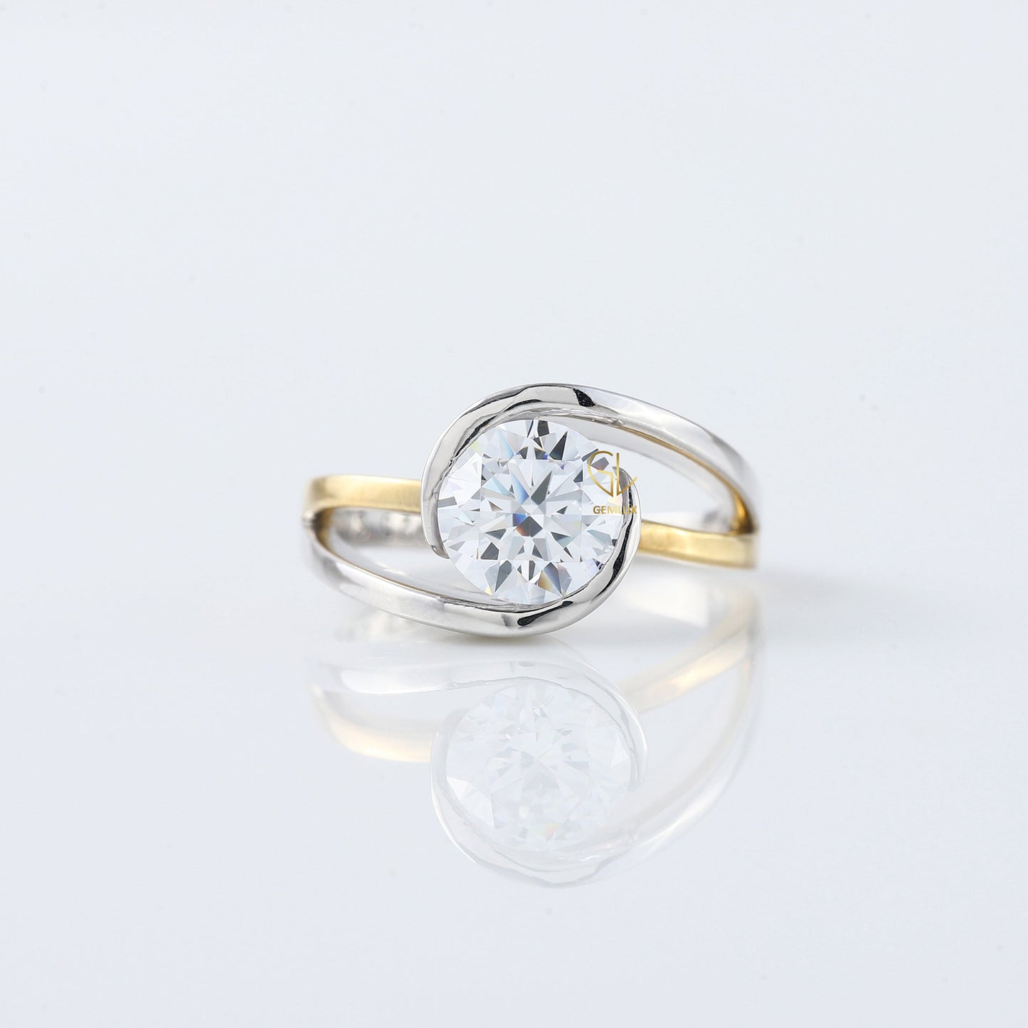 1 ct IGI Certified Round Cut Lab Grown Diamond Two Tone Engagement Ring