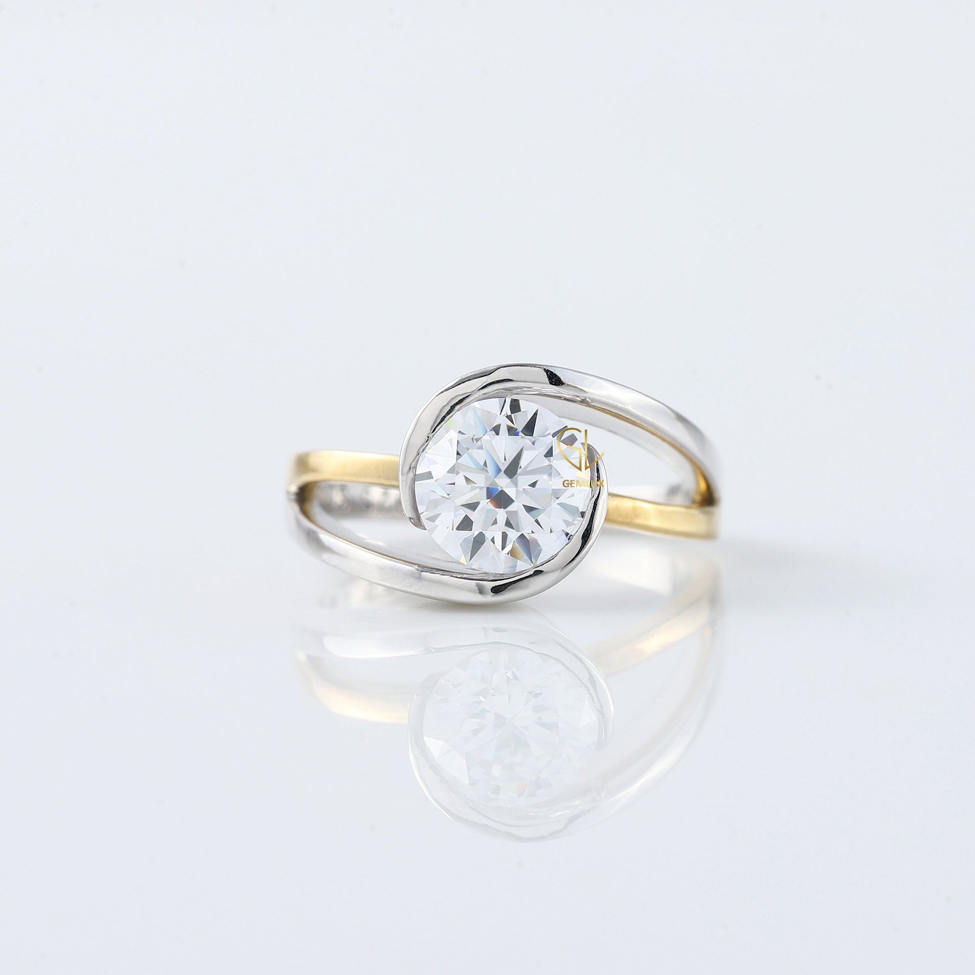 1 ct IGI Certified Round Cut Lab Grown Diamond Two Tone Engagement Ring