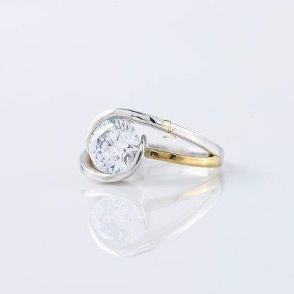 1 ct IGI Certified Round Cut Lab Grown Diamond Two Tone Engagement Ring