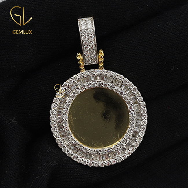 Gold Plated Photo Memory Moissanite Diamond Hip Hop Pendant