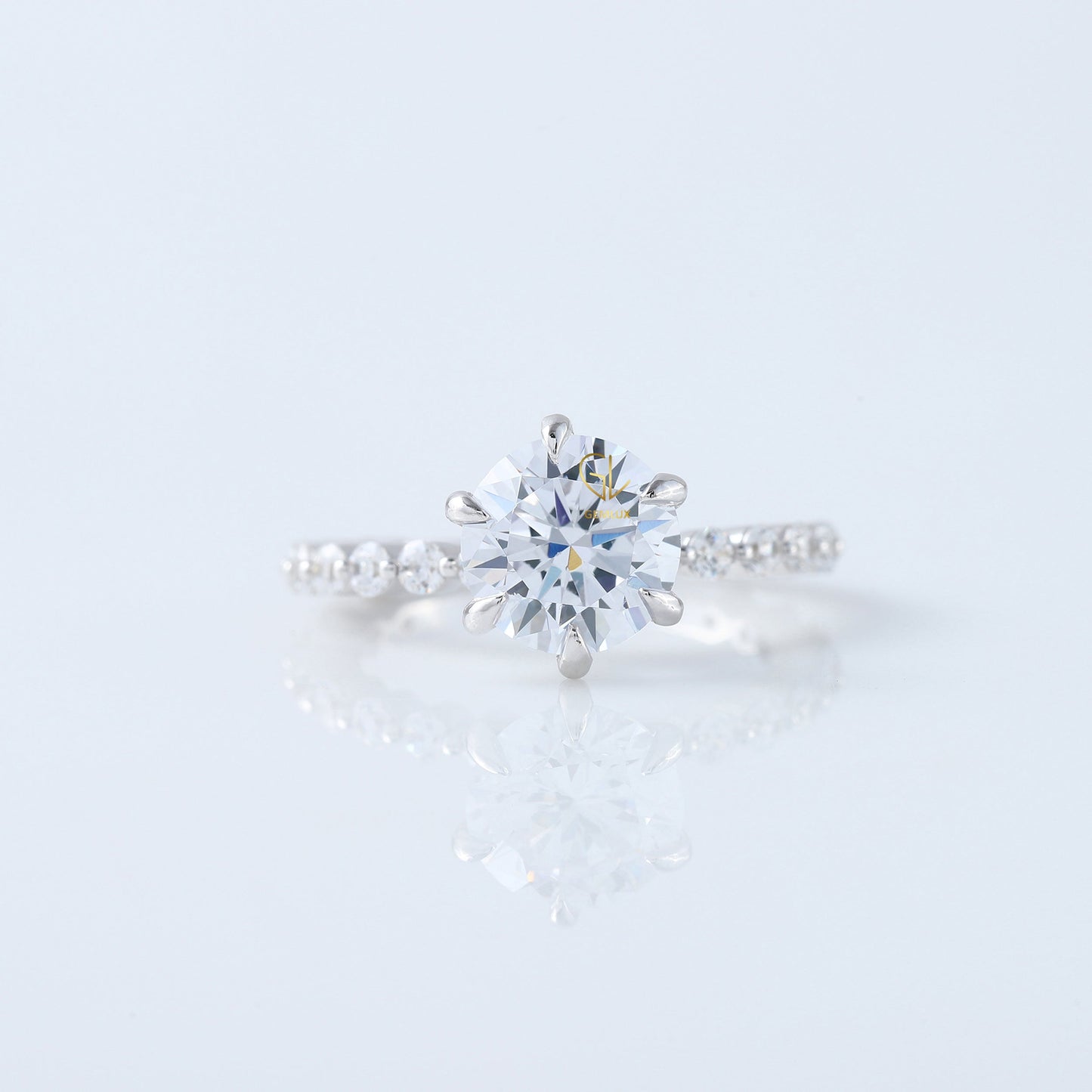 2 Ct Round Cut Lab Grown Floating Bubble Engagement Ring