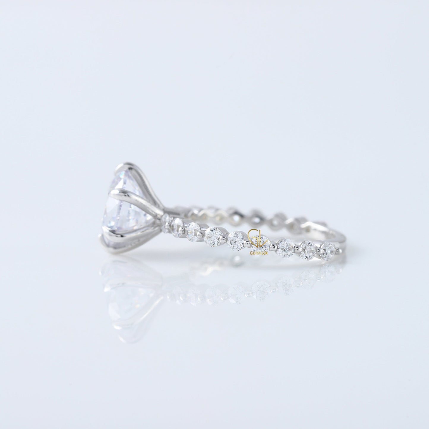 2 Ct Round Cut Lab Grown Floating Bubble Engagement Ring