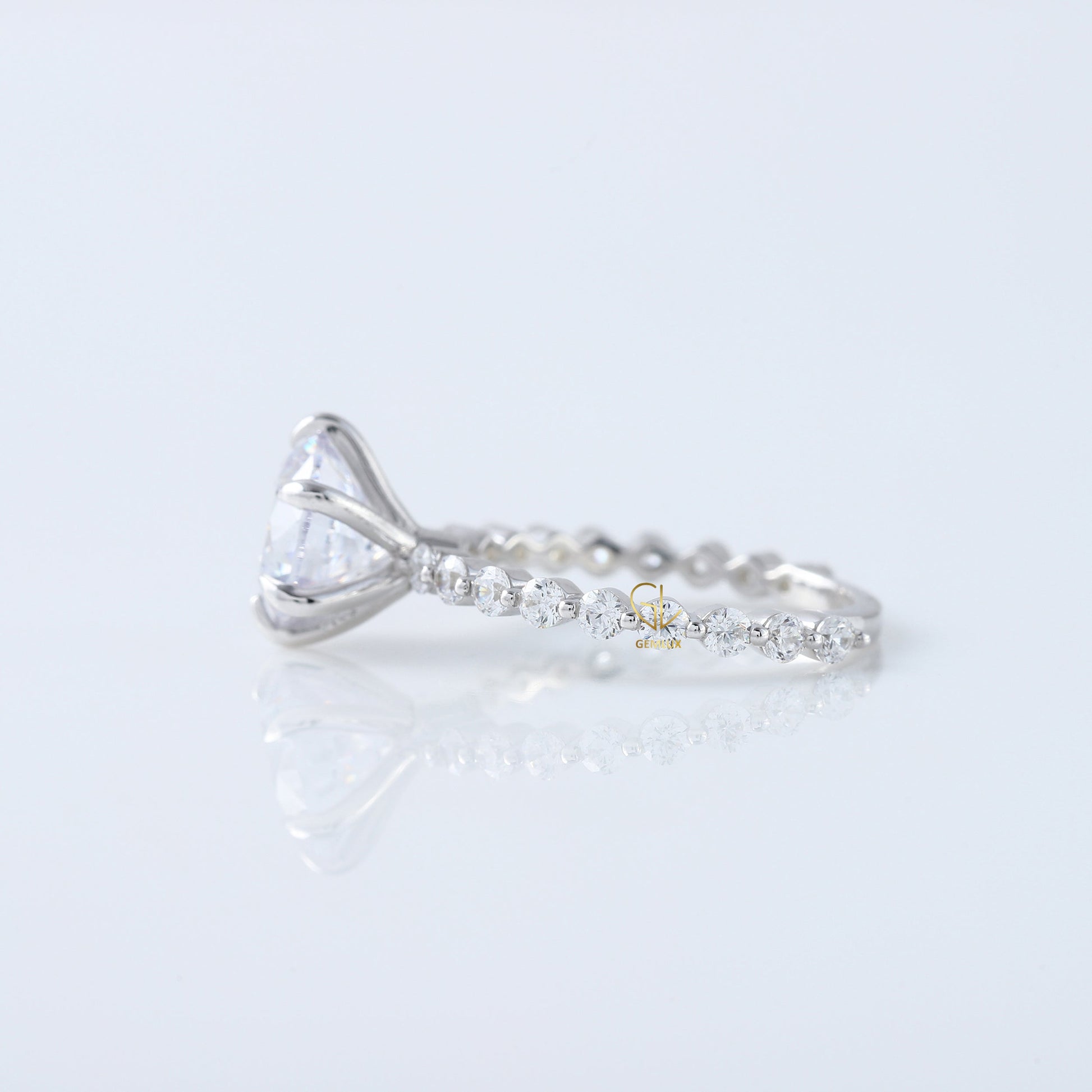 2 Ct Round Cut Lab Grown Floating Bubble Engagement Ring