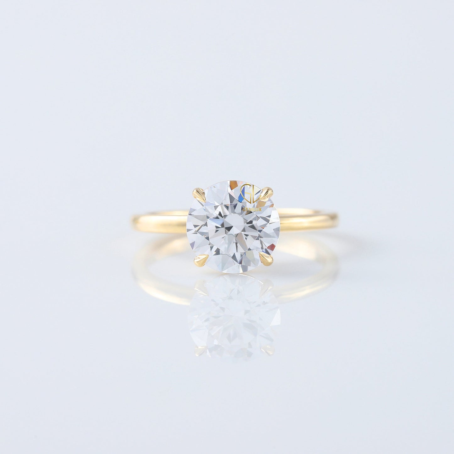 2ct Round Cut Lab Grown Solitaire Ring in Yellow Ring