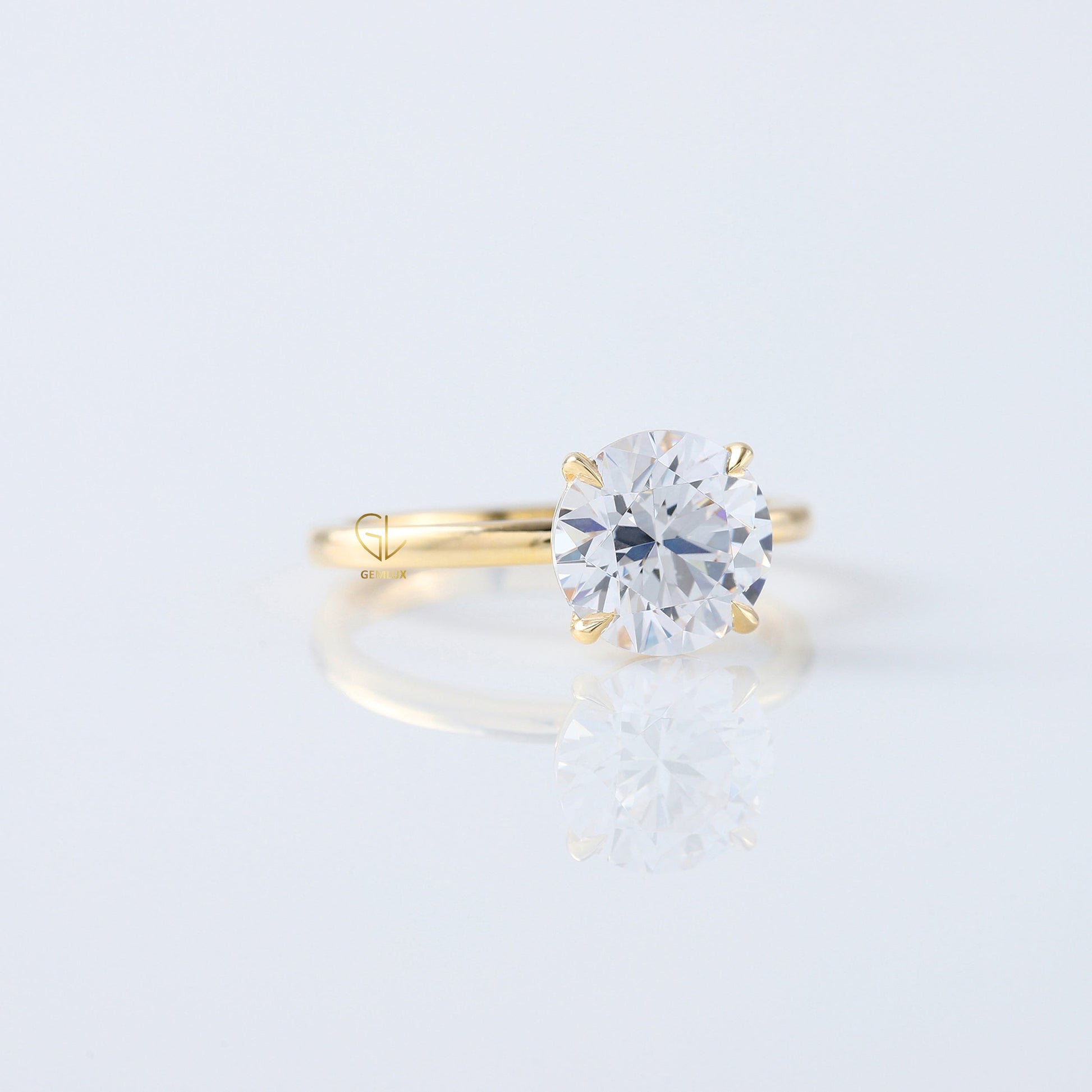 2ct Round Cut Lab Grown Solitaire Ring in Yellow Ring