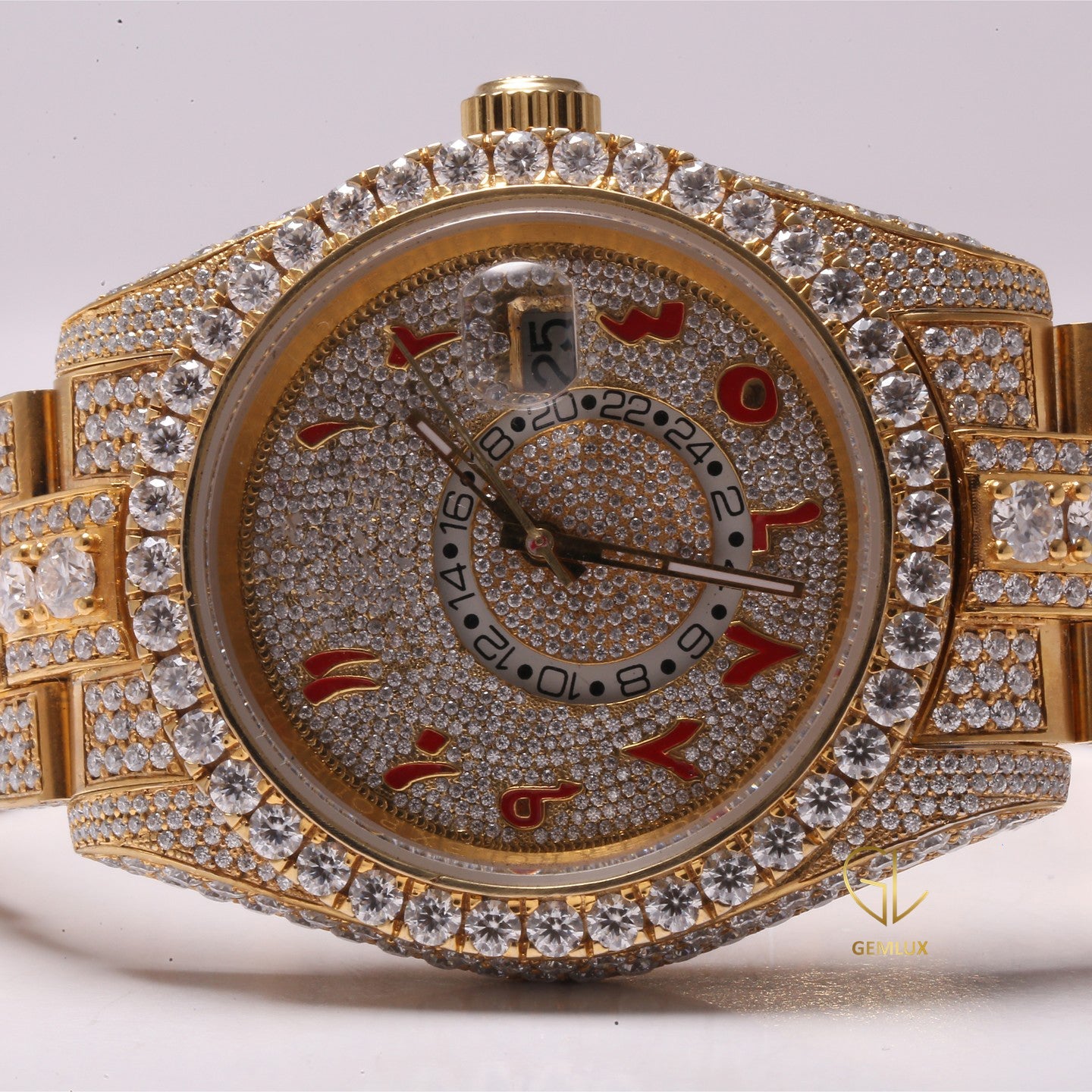 Bling Bling Iced Out Moissanite Arabic Dial Hip Hop Watch