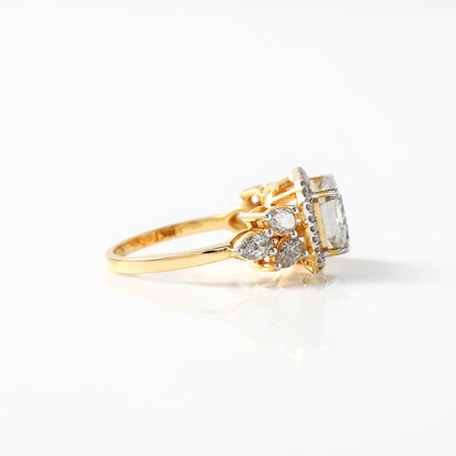 3 Ct Emerald Cut Moissanite Halo Engagement Ring