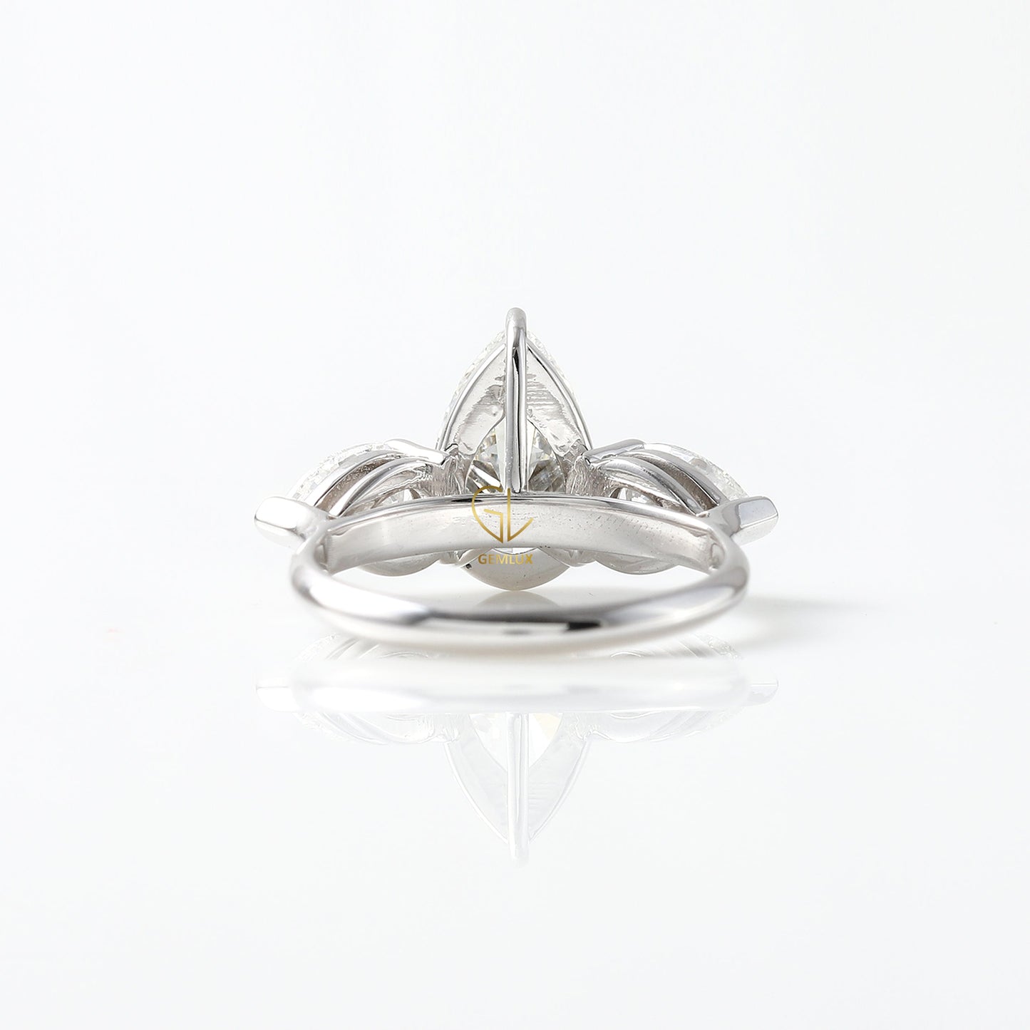 3 Ct Pear Cut Lab Grown Diamond Three Stone Ring