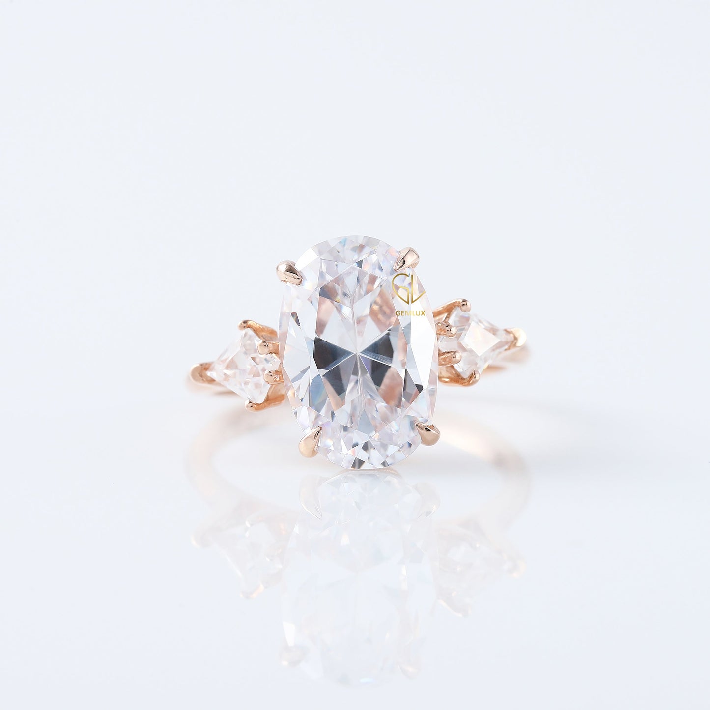 3 Ct Oval Cut Lab Grown ring, Three Stone oval cut Engagement Ring