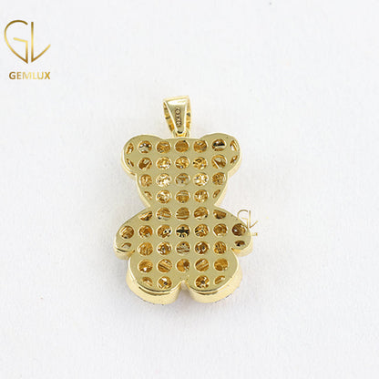 Iced Out Lovely Teddy Bear Moissanite Pendant