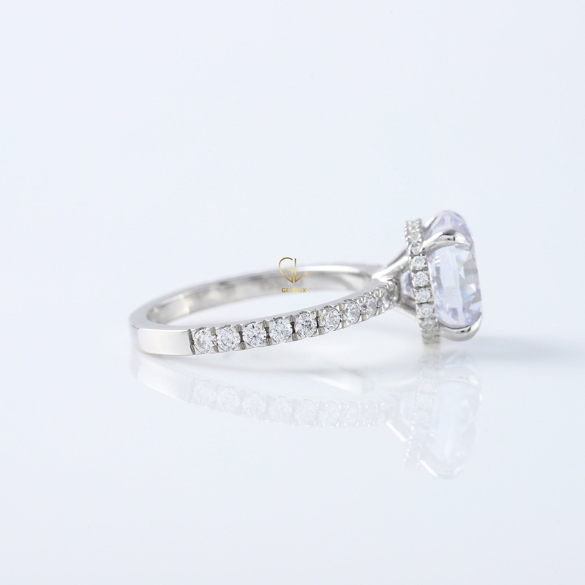 4ct Round Cut Lab Grown Diamond Accent Ring - Hidden Halo