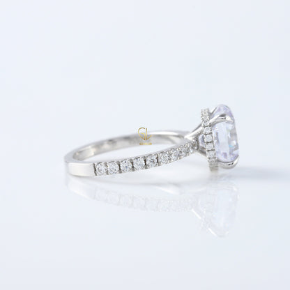 4ct Round Cut Lab Grown Diamond Accent Ring - Hidden Halo