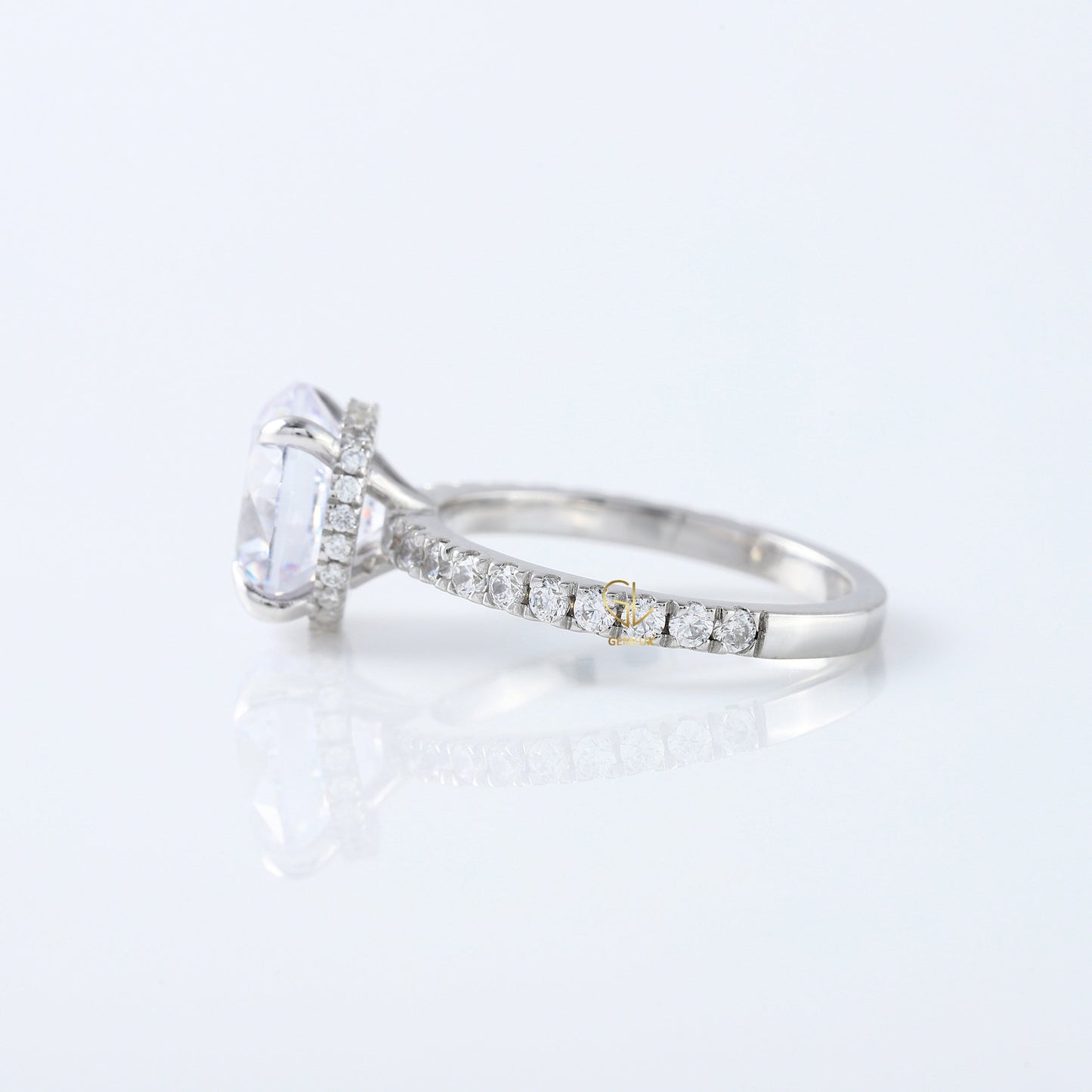 4ct Round Cut Lab Grown Diamond Accent Ring - Hidden Halo