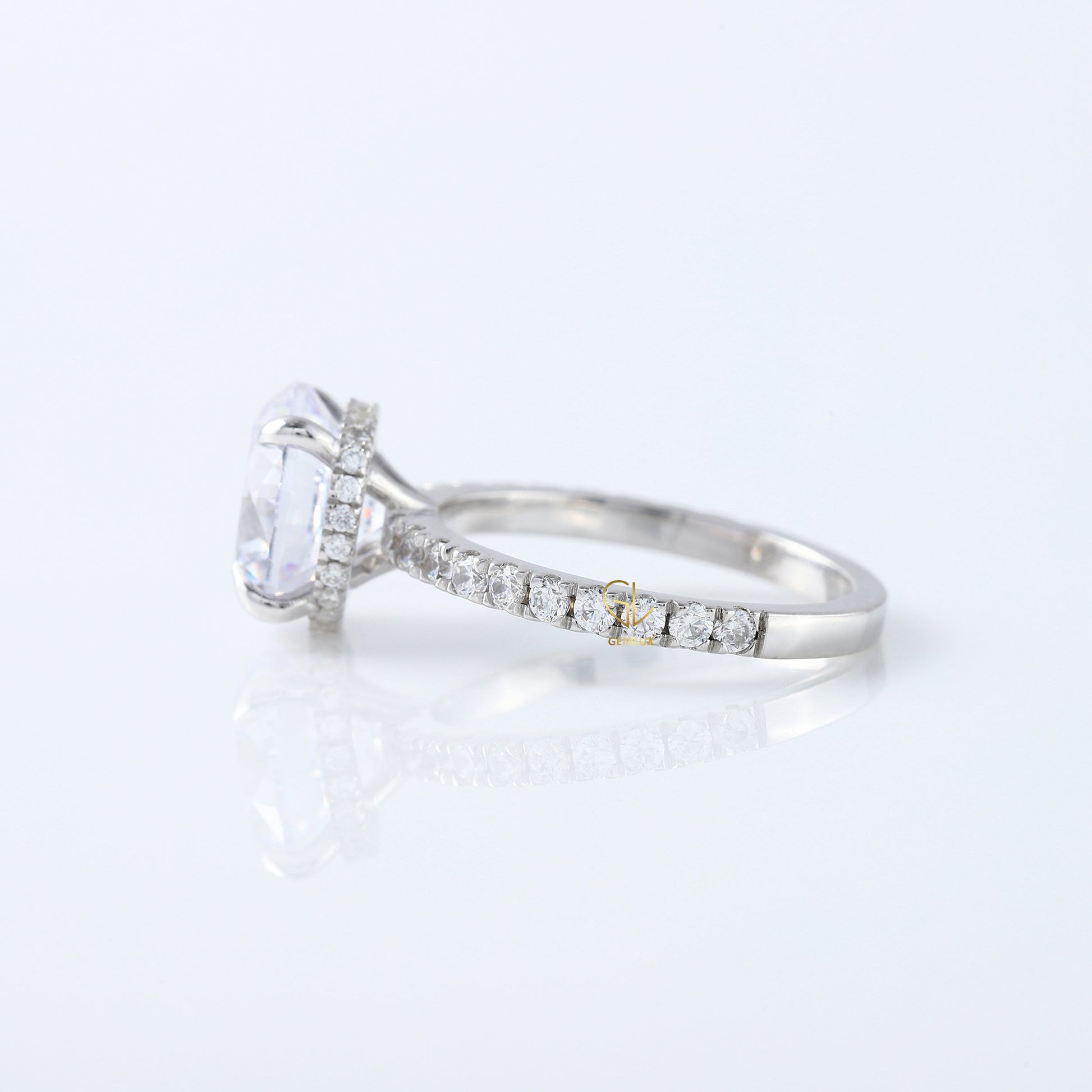 4ct Round Cut Lab Grown Diamond Accent Ring - Hidden Halo