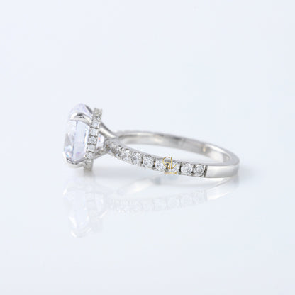 4ct Round Cut Lab Grown Diamond Accent Ring - Hidden Halo