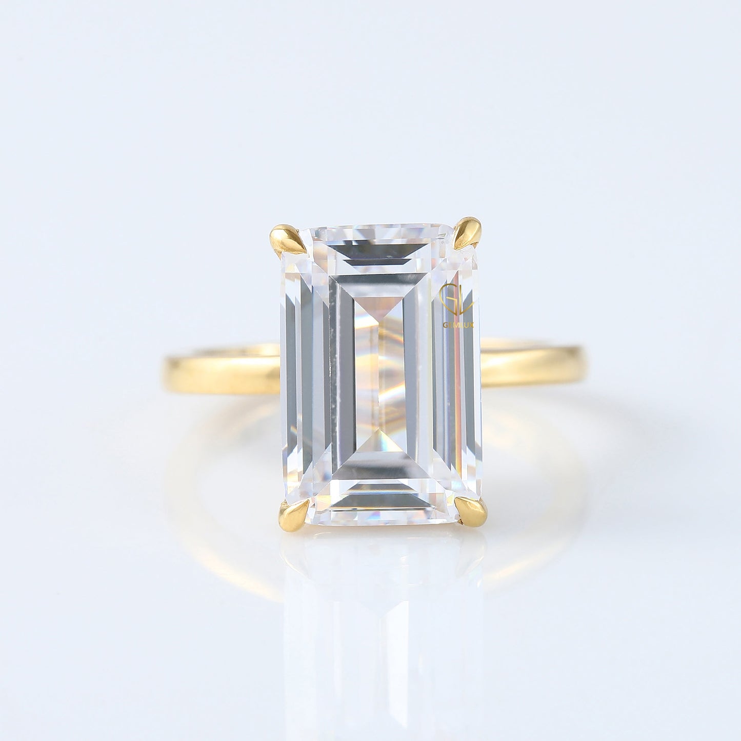 5.34ct Emerald Cut Lab Grown Solitaire Engagement Ring