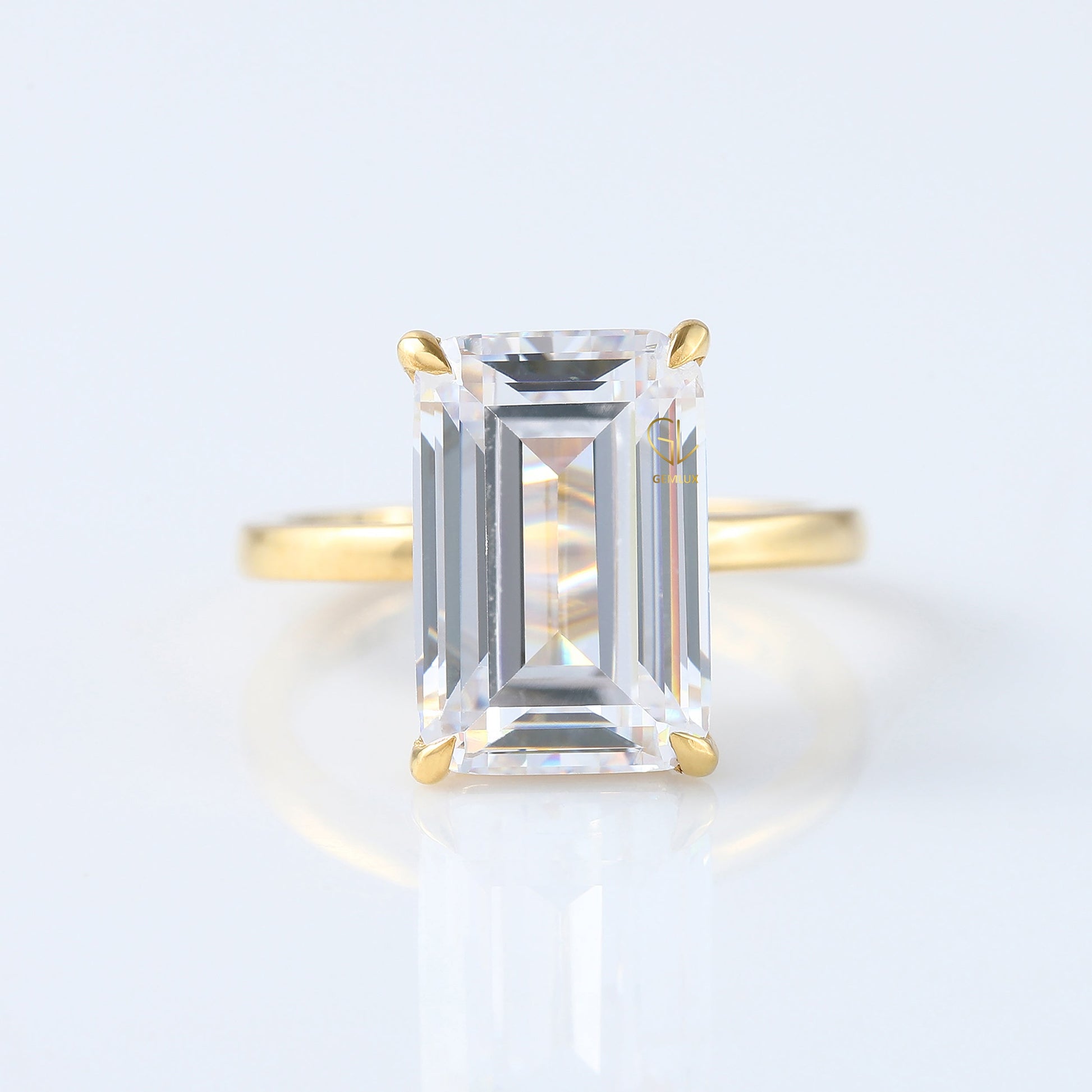 5.34ct Emerald Cut Lab Grown Solitaire Engagement Ring