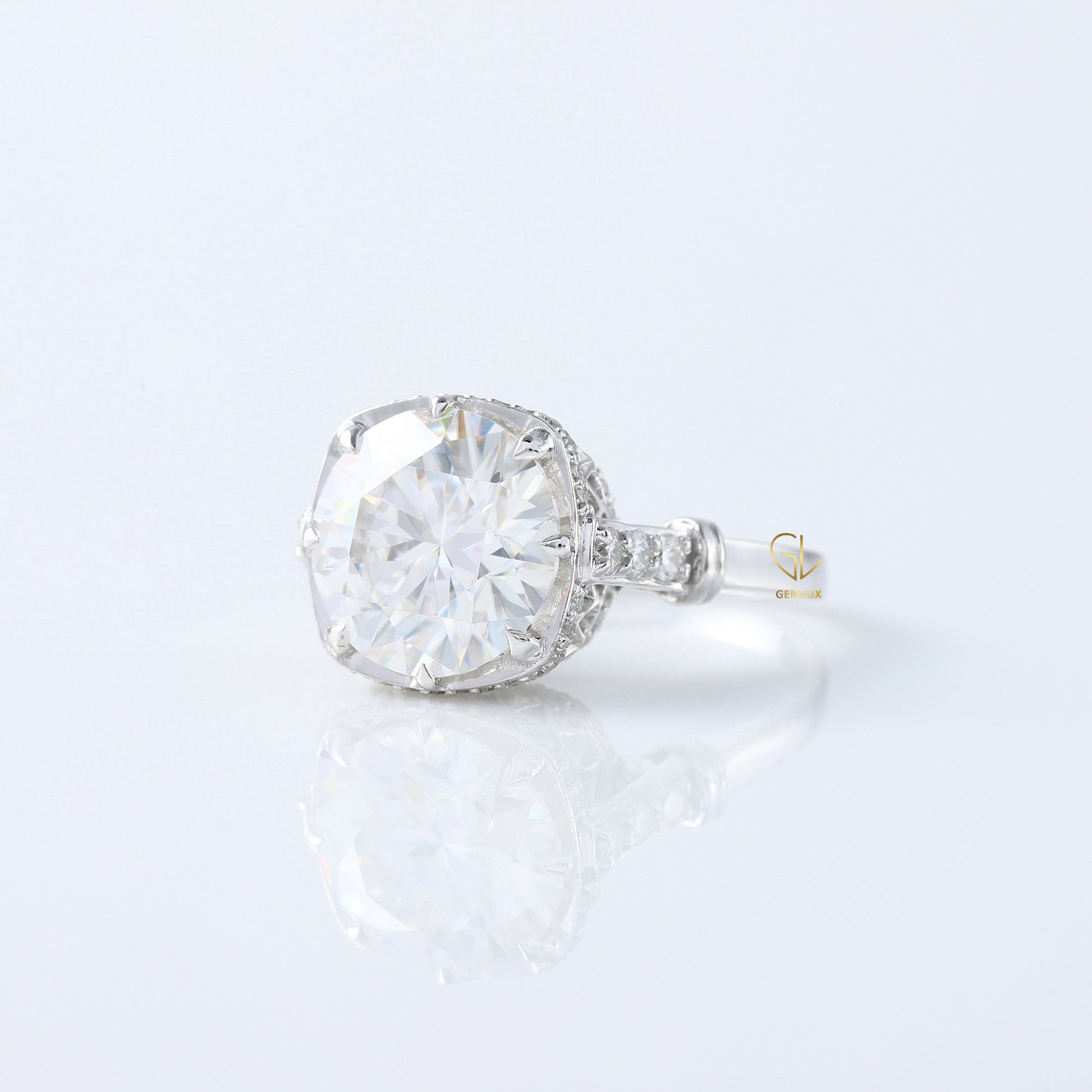 5 Ct Round Cut Lab Grown Diamond Art Deco Ring