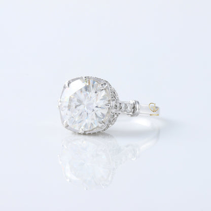 5 Ct Round Cut Lab Grown Diamond Art Deco Ring