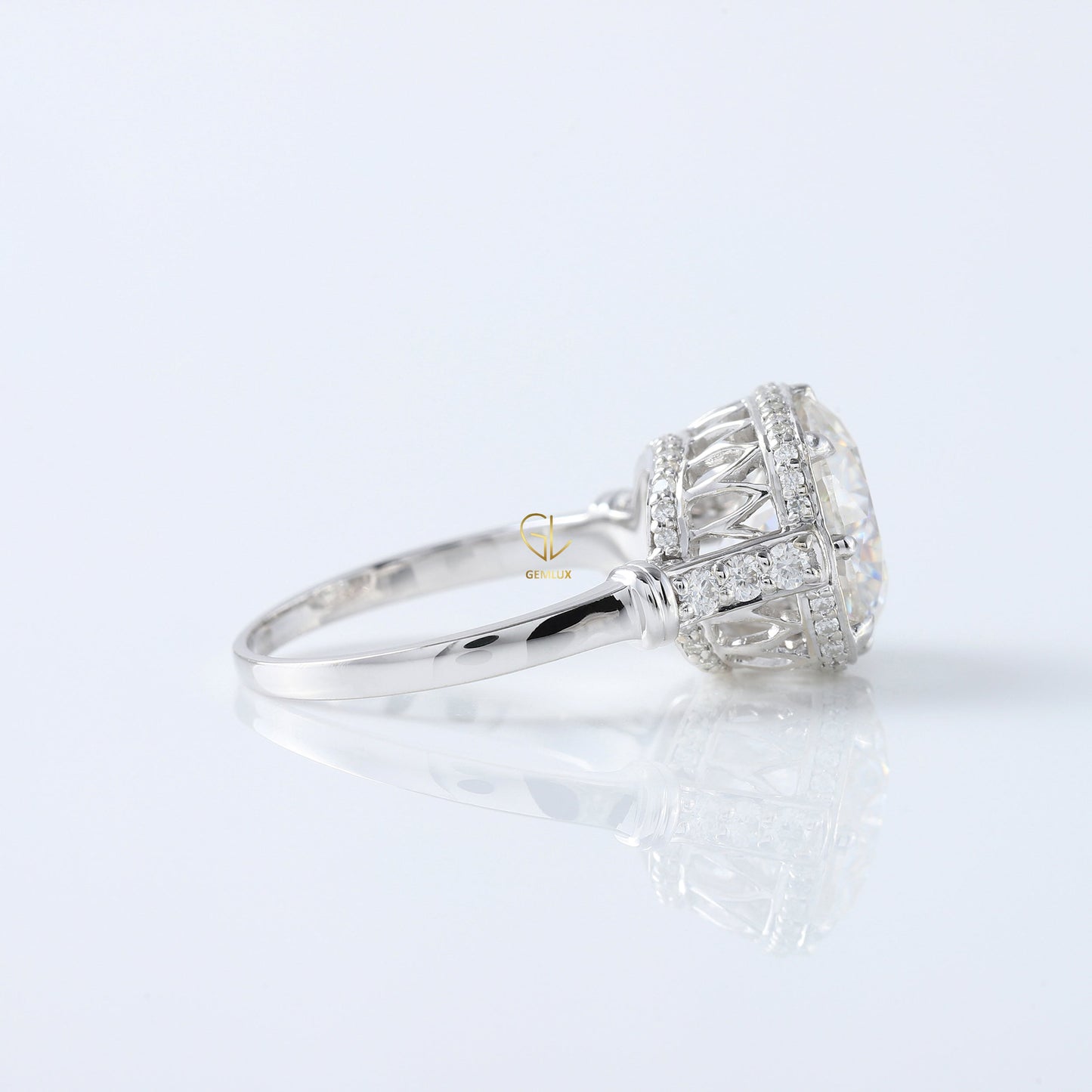 5 Ct Round Cut Lab Grown Diamond Art Deco Ring