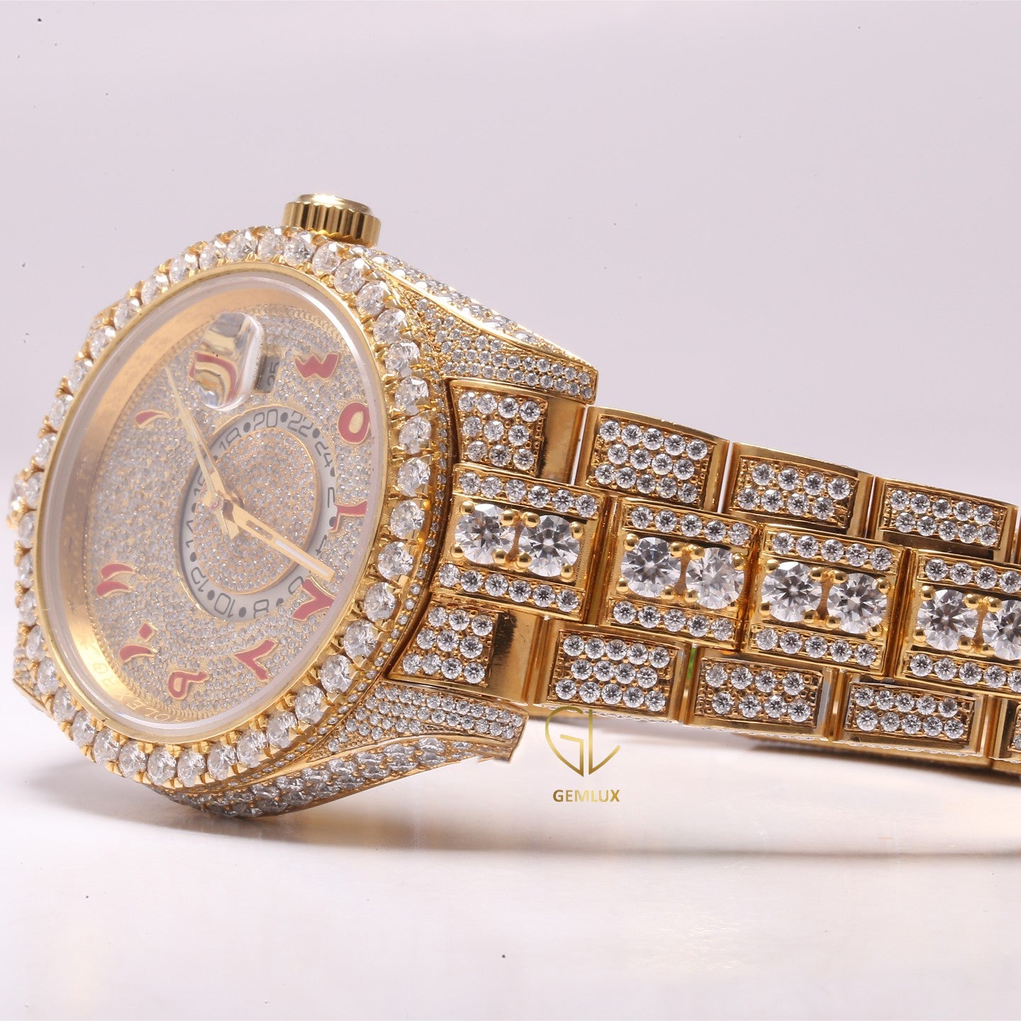 Bling Bling Iced Out Moissanite Arabic Dial Hip Hop Watch