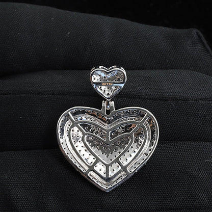Iced Out Round Cut Moissanite Diamond Heart Charm Pendant